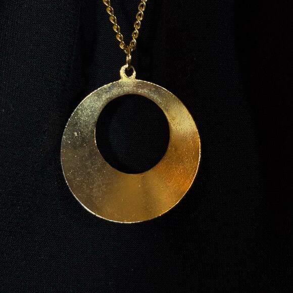 Gold Tone Floral Butterfly Pendant Necklace Enamel Vintage Retro 80s 24" - Picture 4 of 8